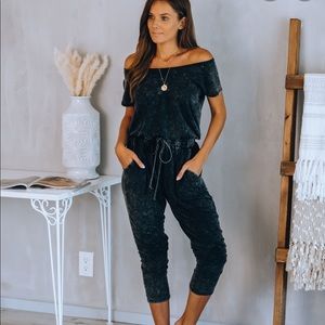 Noah Pocketed Washed Black Jumpsuit